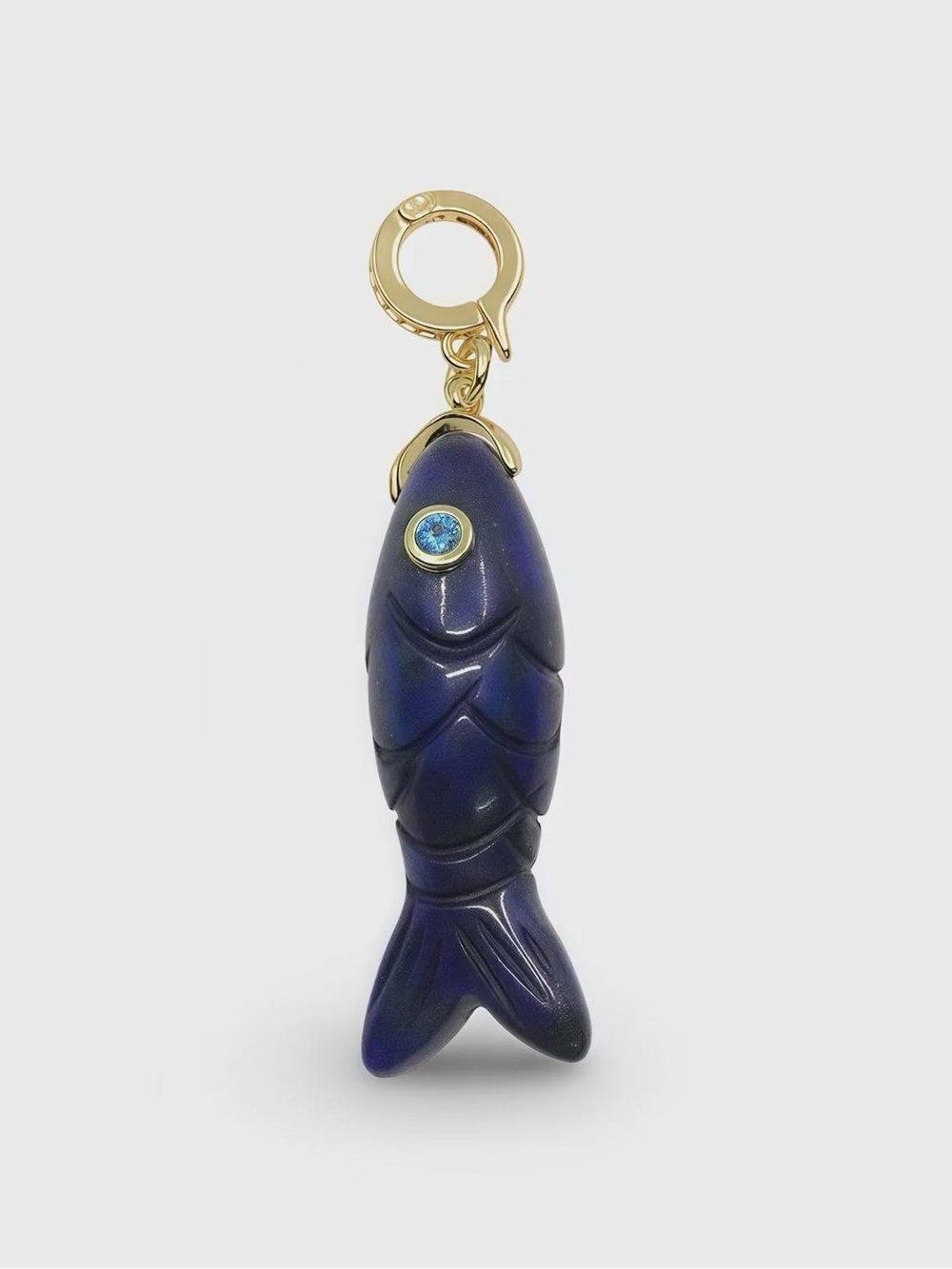 18K Brazilian Gold Filled Lapis Lazuli Fish & Heart Charm Pendant Waterproof